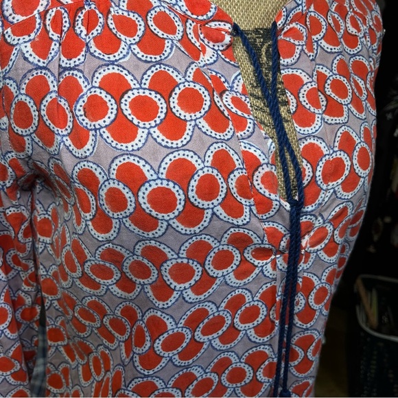 Roller Rabbit Calisto Zola Top Tunic Blouse Red Blue Boho Flowy Vacation Summer‎ - Picture 5 of 13